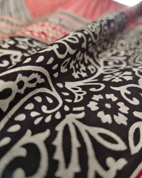 Red Traditional Print Cotton Silk Saree
