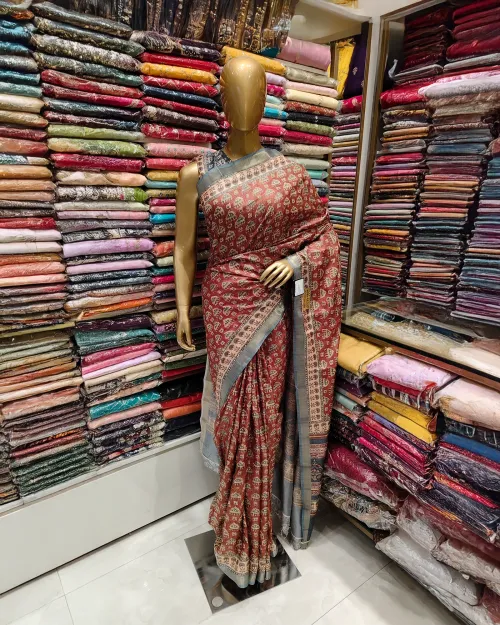 Rust Colour Cotton Silk Saree