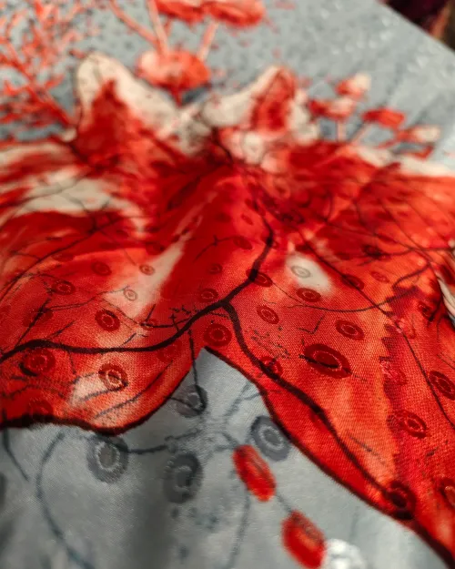 Ice Blue Printed Crepe Silk Saree