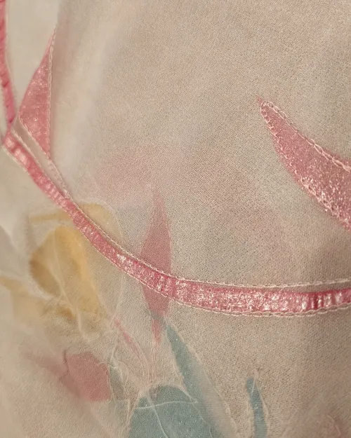 Pink Color Zari Work Chiffon Saree