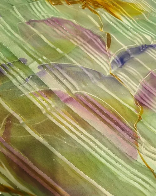 Light Green Floral Printed Chiffon Saree