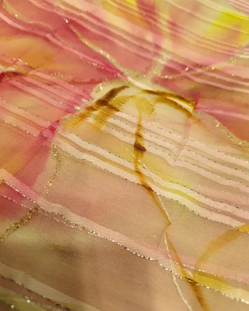 Peach Color Floral Printed Chiffon Saree