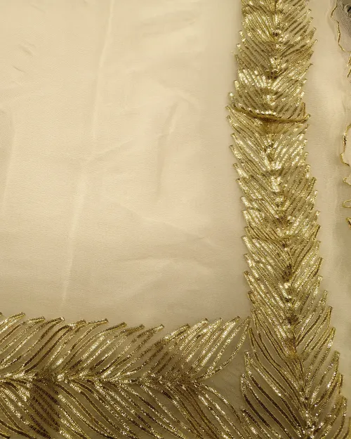 White Gota Patti Work Chiffon Saree