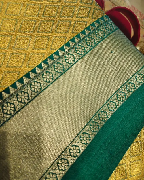 Light Green Kanchipuram Tissue Silk Saree