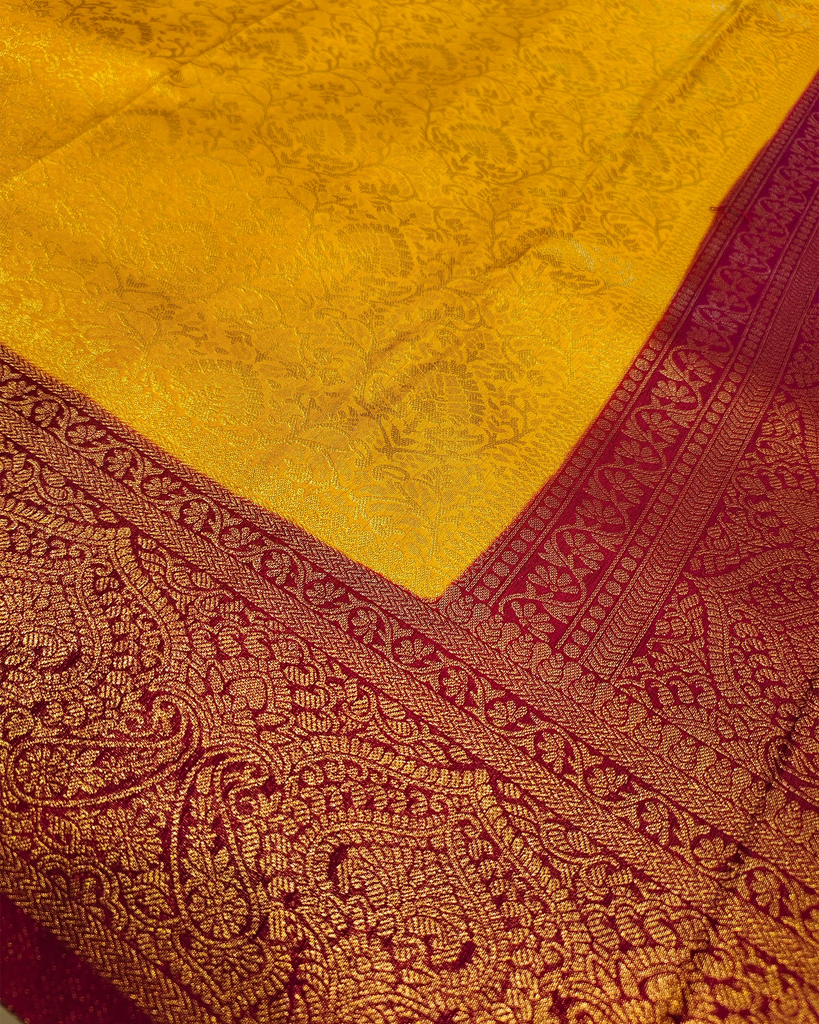 Yellow Kanchipuram Silk Saree