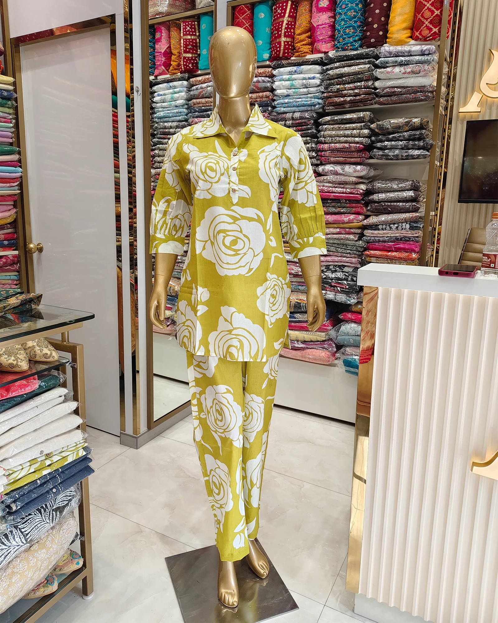 Cream Color Readymade Co-ort Set