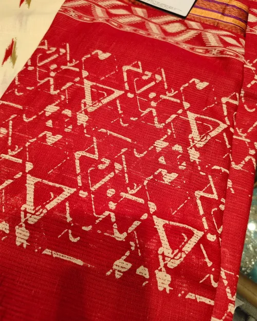 Cream & Red Colour Basic Style Unstitched Suit Set