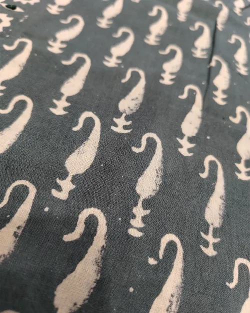 Grey Colour Unstitched Cotton Printed Suit Set