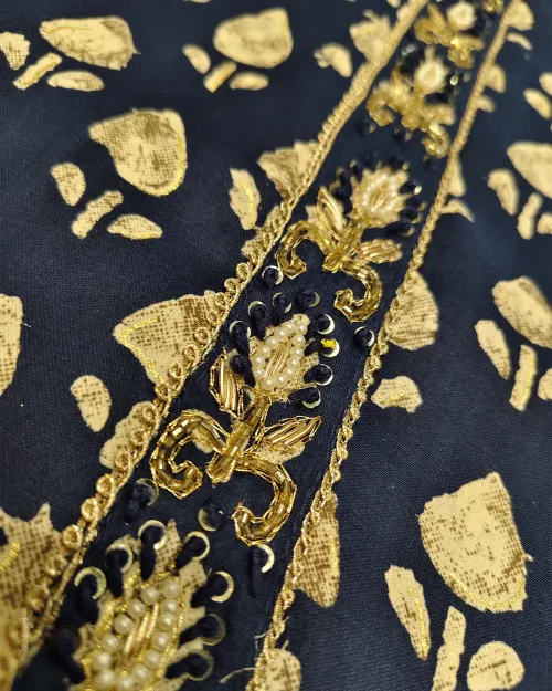 Blue Color Unstitched Muslin Printed Suit Set