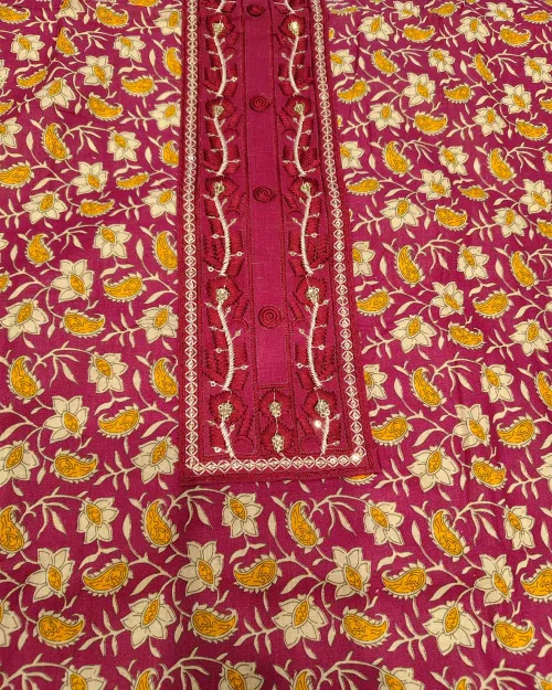 Purple Unstitched Cotton Suit Set