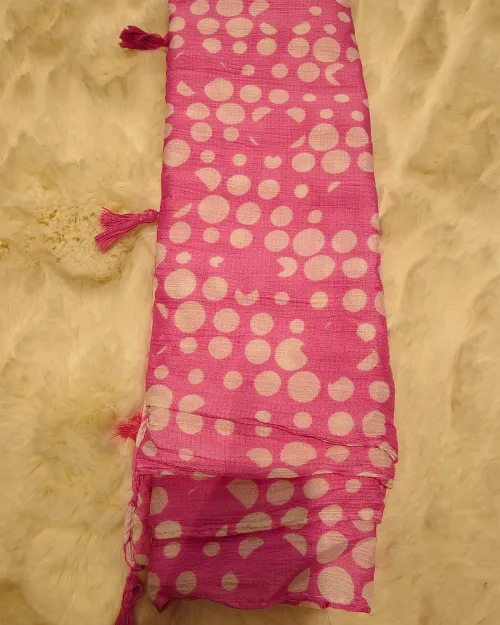 Light Pink Printed Cotton Silk Dupatta