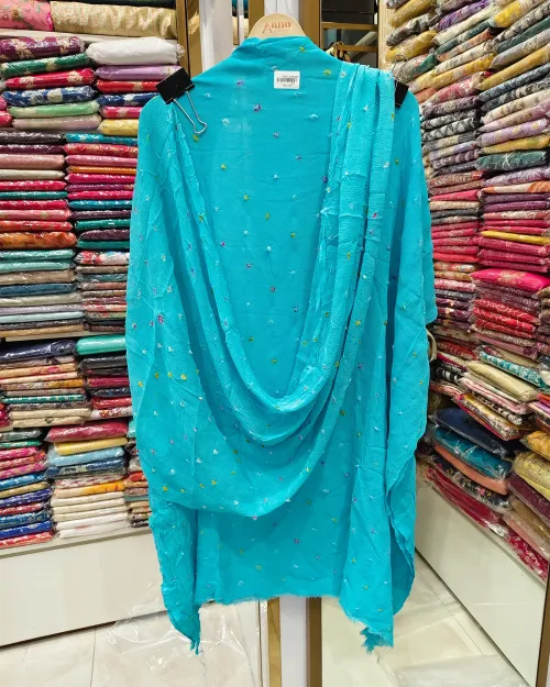 Firozi Georgette Unstitched Suit Set