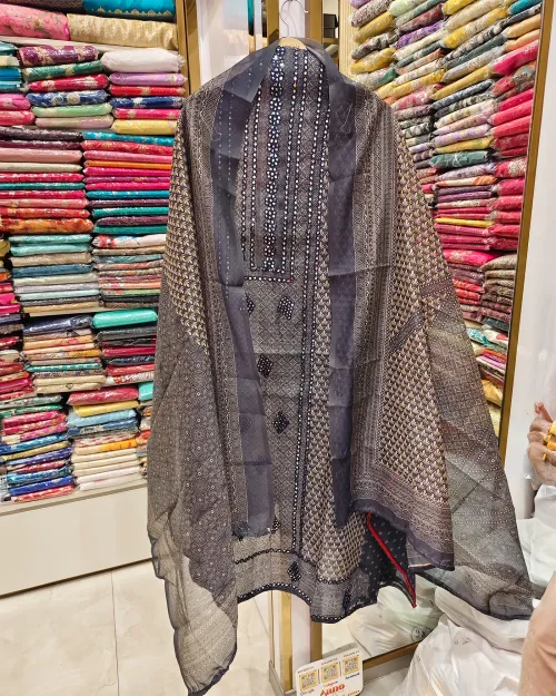 Blue Cotton Unstitched Suit Set