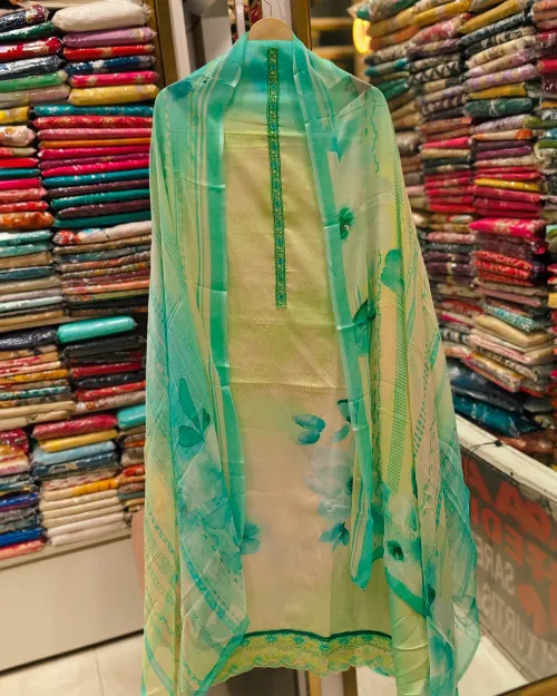 Light Green Muslin Unstitched Suit Set