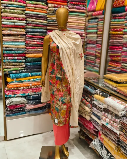 Gajri Color Cotton Unstitched Suit Set