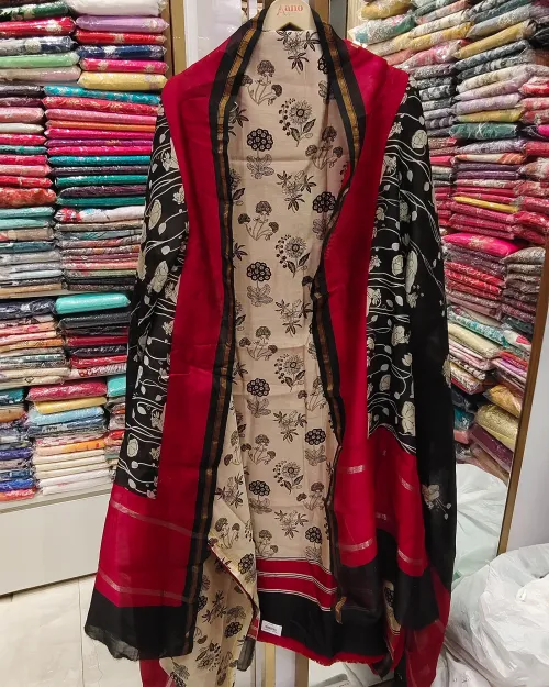 Pink Color Silk Unstitched Suit Set