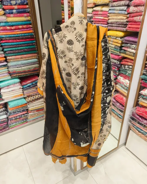 Yellow Colour Unstitched Suit Set