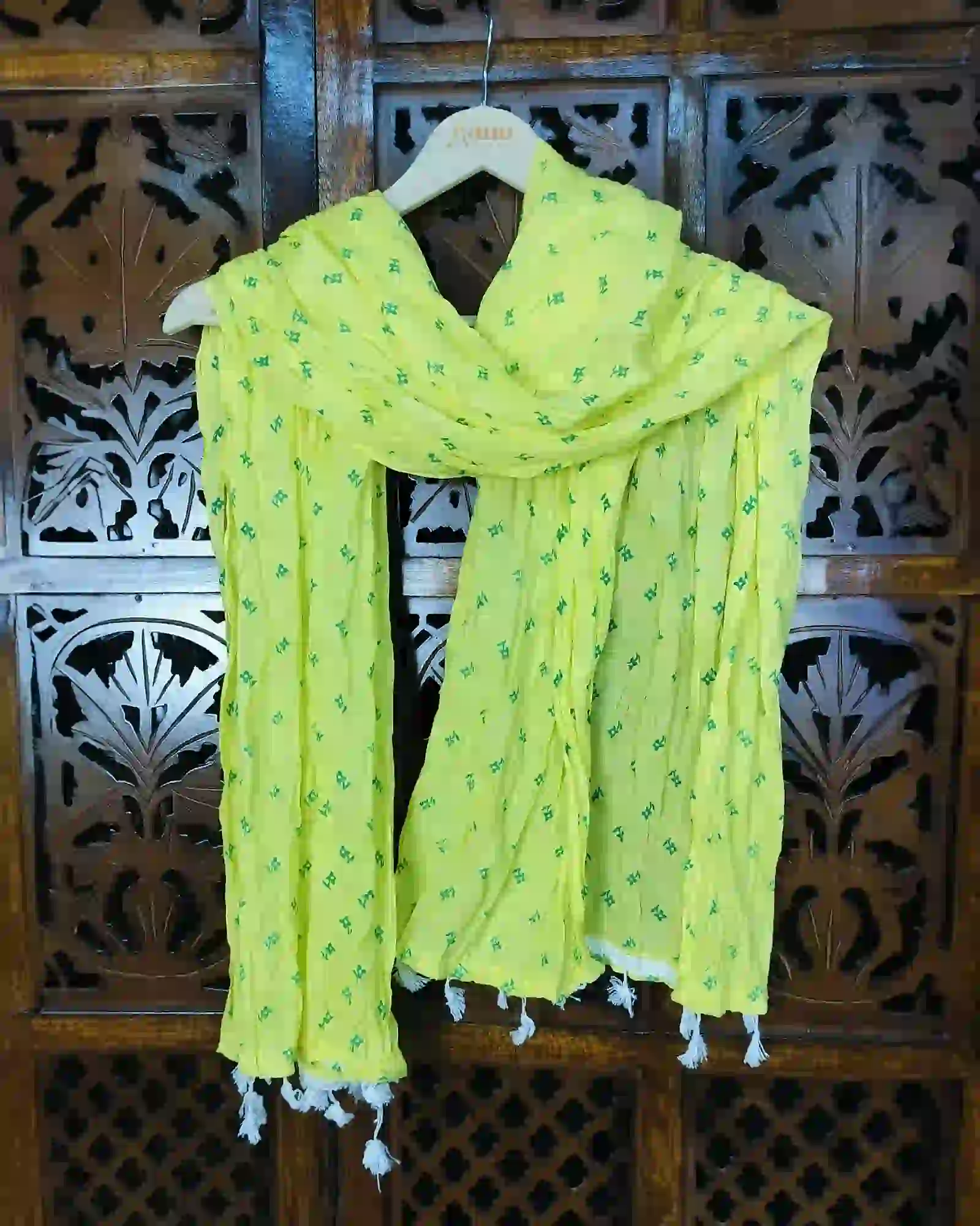Light Green Color Printed Cotton Silk Dupatta