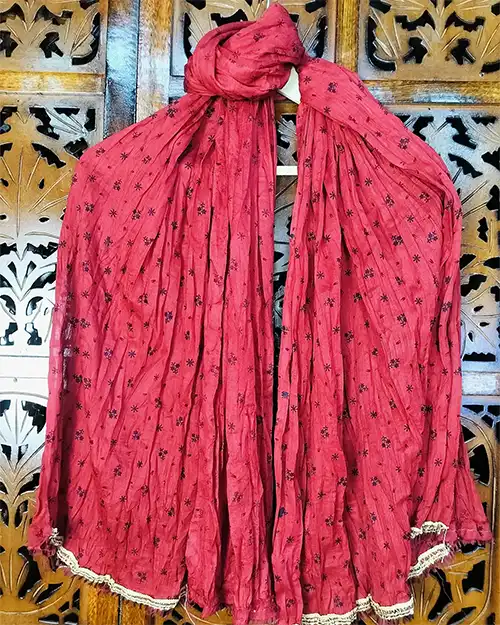 Gajari Peach Printed Cotton Silk Dupatta