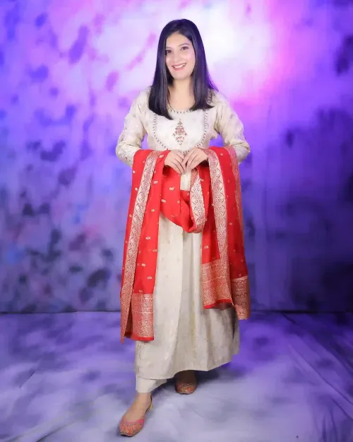 Golden Color Brocade Style Anarkali Suit