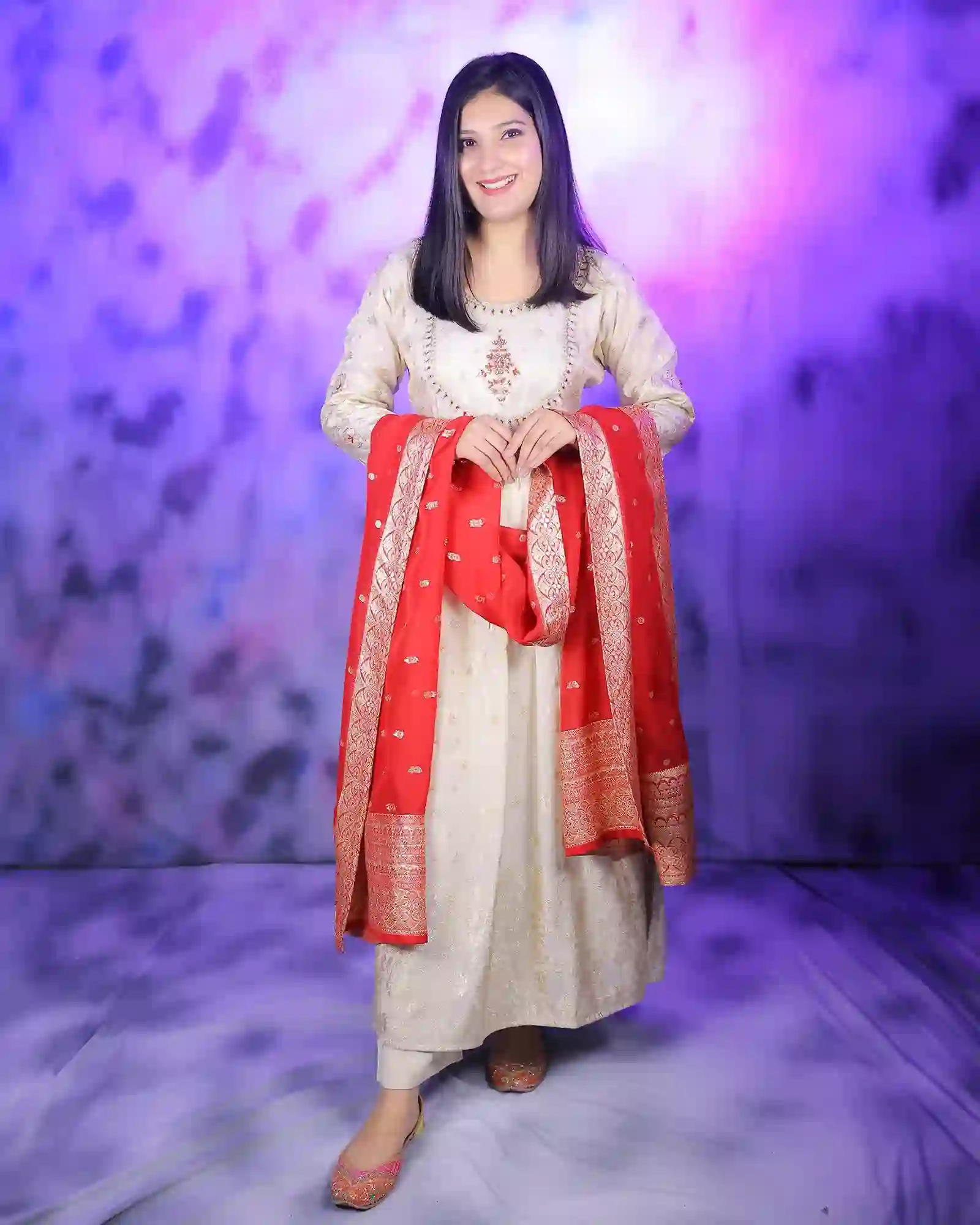 Golden Color Brocade Style Anarkali Suit