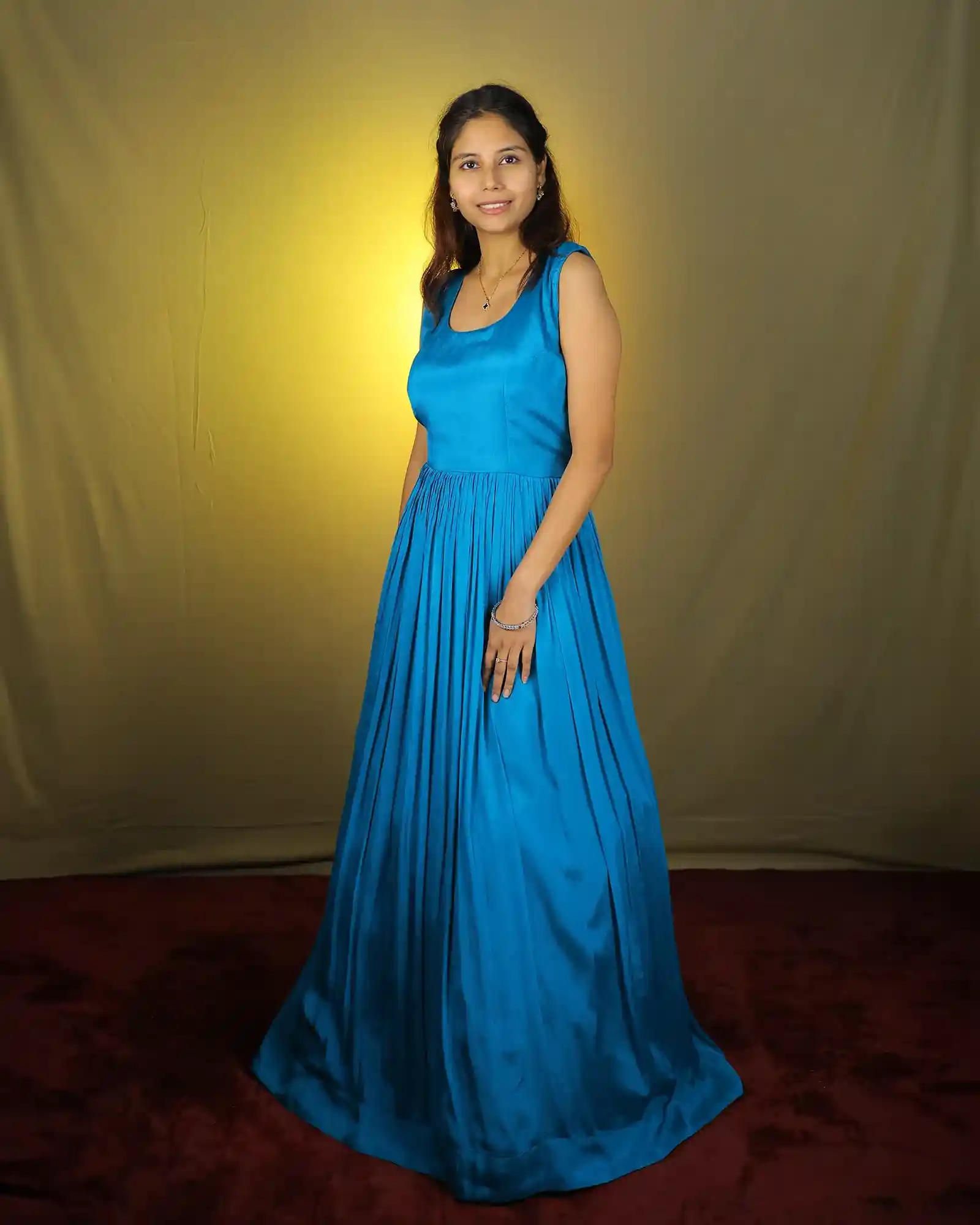 Firozi Color Chiffon Western Gown