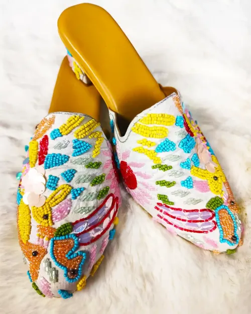 White Multi Color Jutis