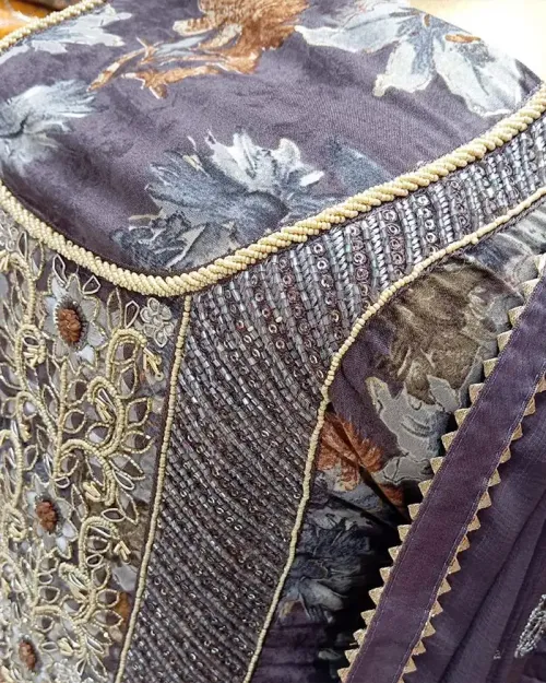 Dark Grey Color Cotton Full Printed Unstitched Suit Material