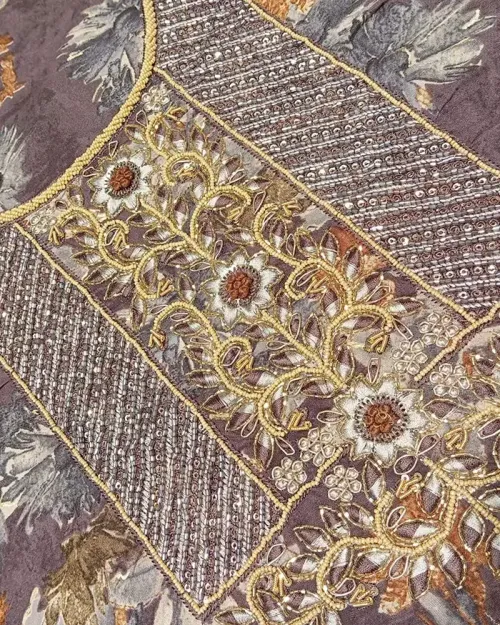 Dark Grey Color Cotton Full Printed Unstitched Suit Material