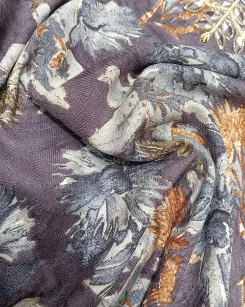 Dark Grey Color Cotton Full Printed Unstitched Suit Material