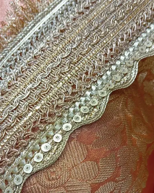 Peach Tissue Silk Saree