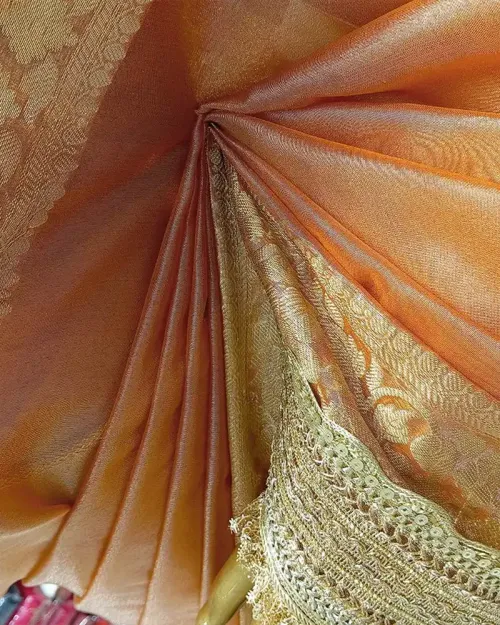 Peach Tissue Silk Saree