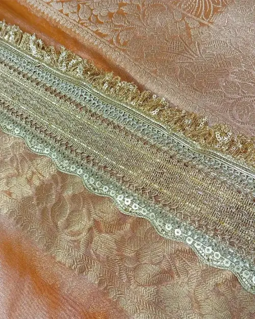 Peach Tissue Silk Saree