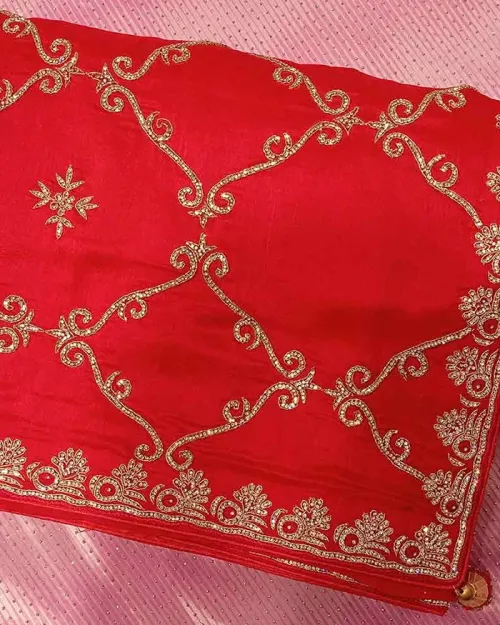 Red Colour Crepe Silk Saree