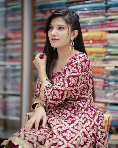 Maroon Zari Work Readymade Suit