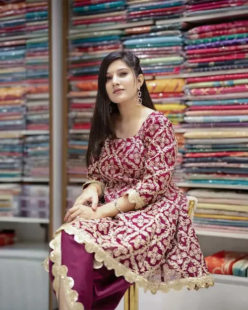 Maroon Zari Work Readymade Suit