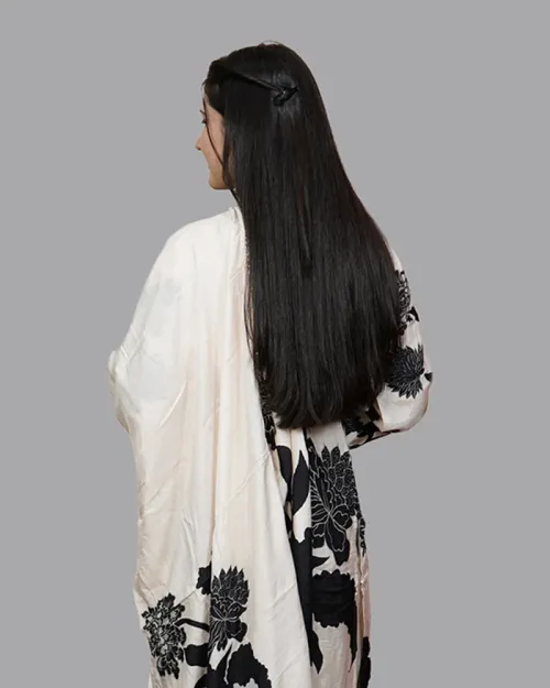 White And Black Readymade Floral Pattern Suit