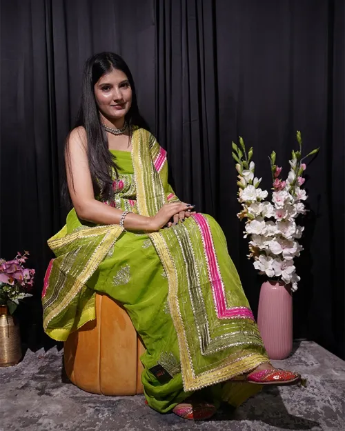 Green Gota Patti Work Suit