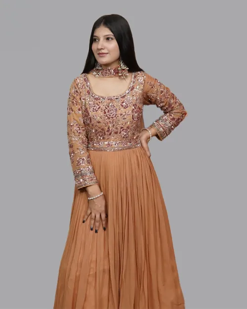 Rest Color Pure Georgette Stone Work Gown