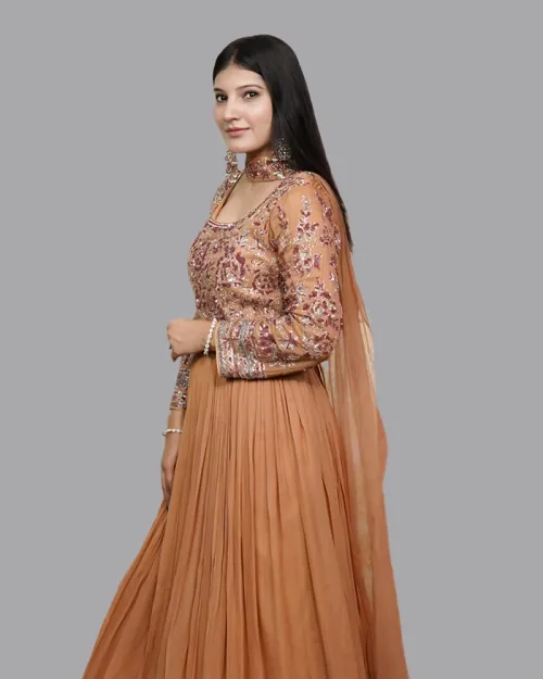 Rest Color Pure Georgette Stone Work Gown
