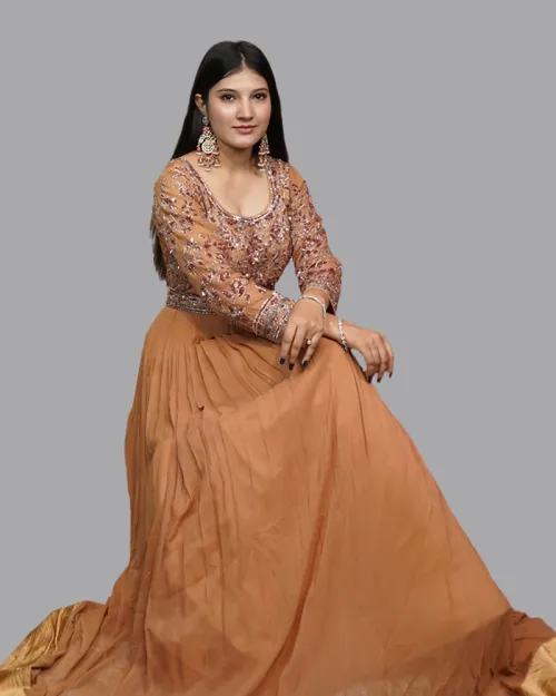 Rest Color Pure Georgette Stone Work Gown