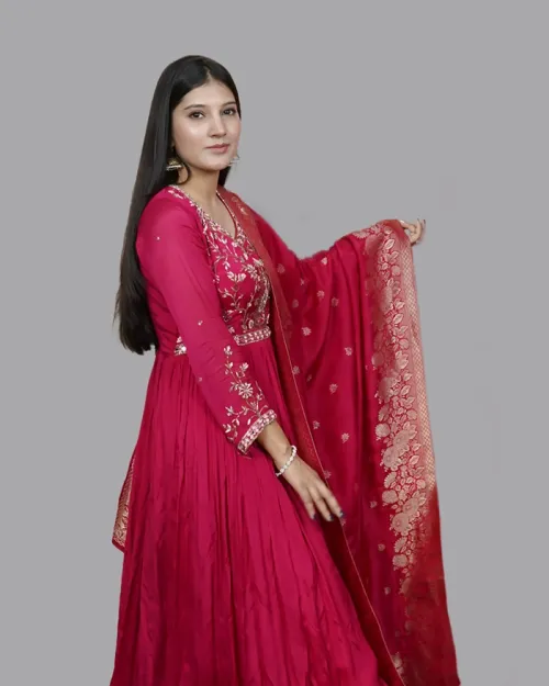 Red Color Georgette Anarkali Suit