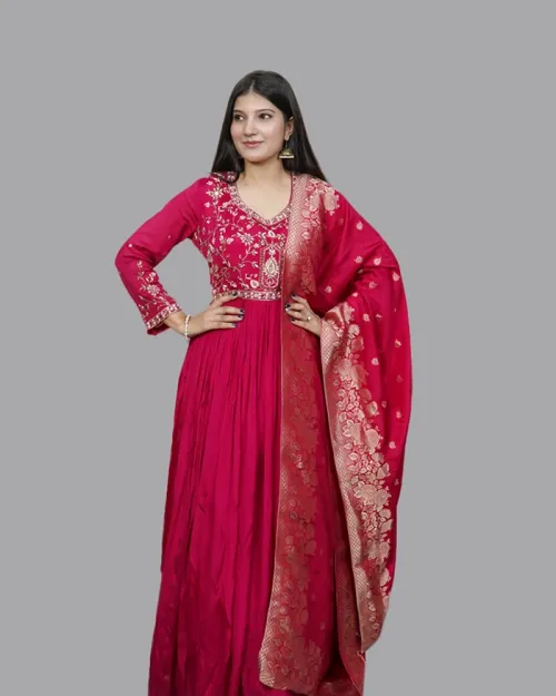 Red Color Georgette Anarkali Suit