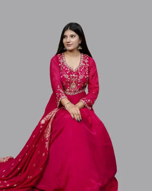 Red Color Georgette Anarkali Suit