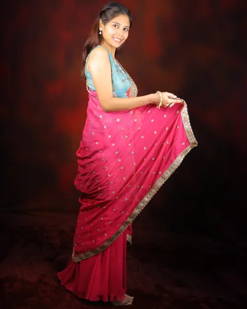 Sky Blue Color Printed Stone Work Sharara