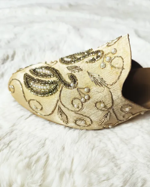 Golden Stone Work Party Wear Sandals
