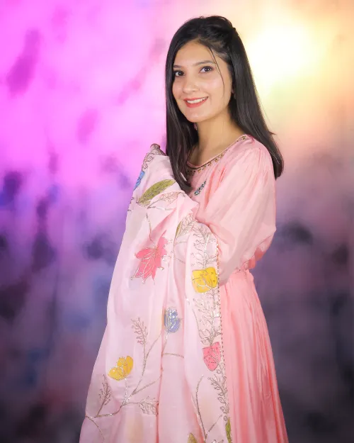 Peach Color Organza Chiffon Anarkali Suit