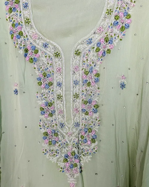 Light Green Embroidery & Stone Work Suit