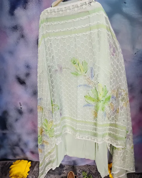 Light Green Embroidery & Stone Work Suit