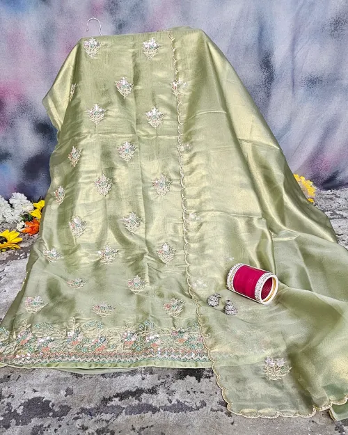 Light Green Stone Work Suit